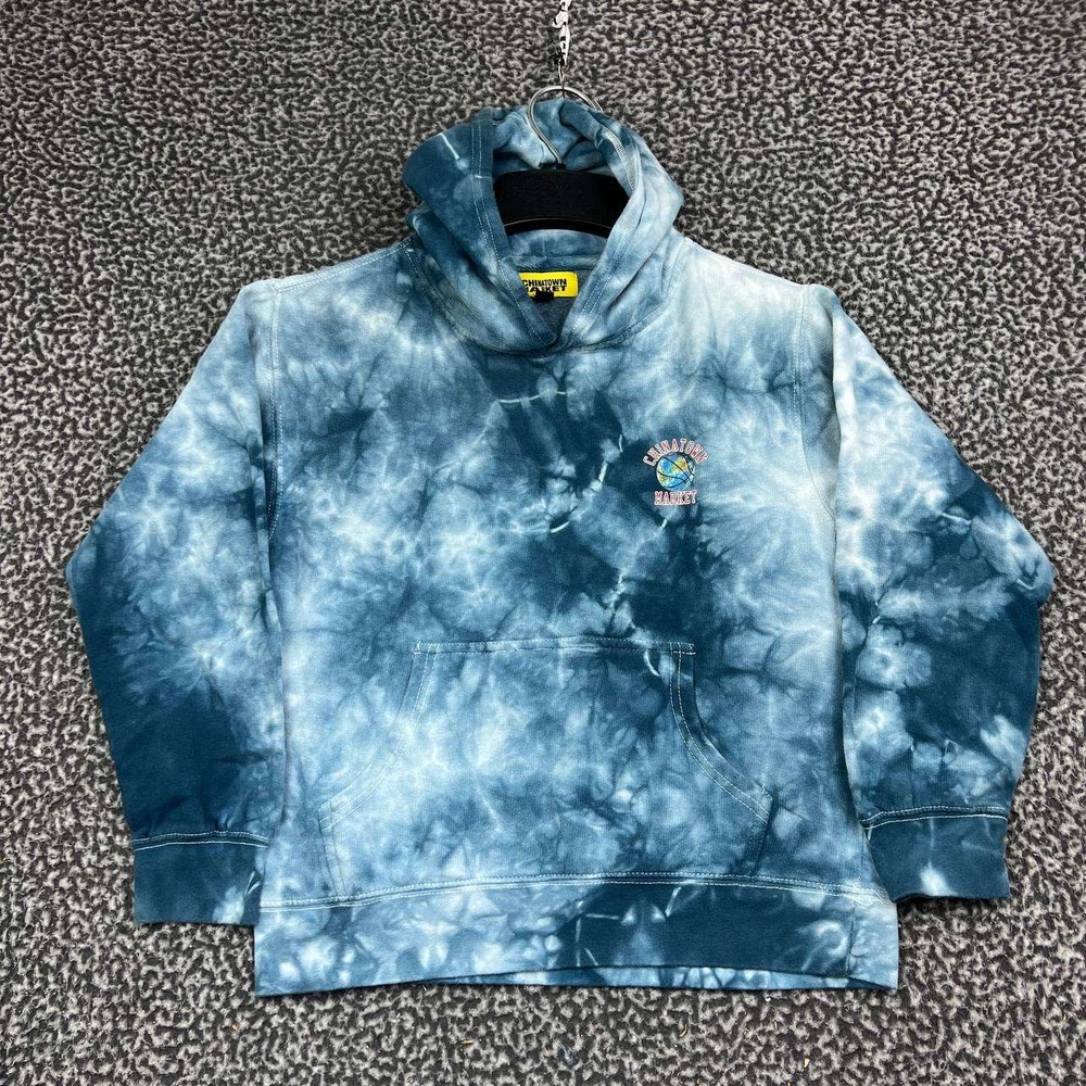Chinatown Market Hoodie Men XL Blue Tie Dye Earth Basketball Graphic Pocket